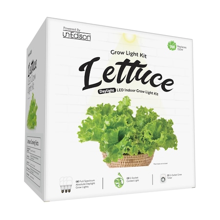 Miracle Led Unedison 2-Socket Lettuce Indoor Grow Light Kit Full Spectrum 9W Replaces 100W, Timer, 3PK 802028